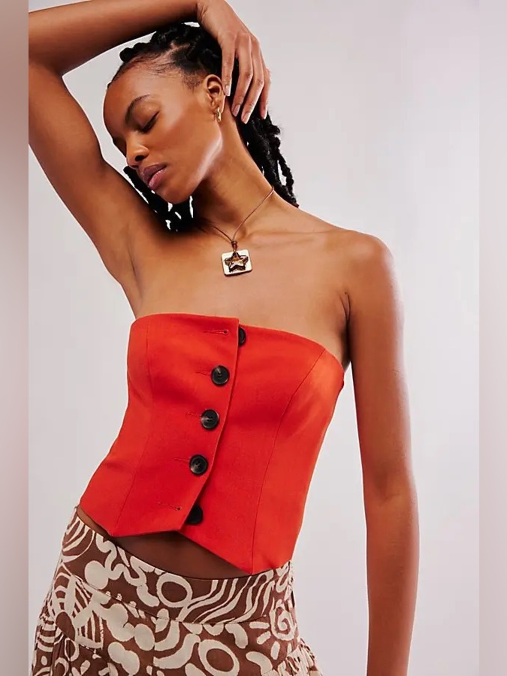 New Free People x Shona Joy Irena Button Up Bodice Blouse Top Shirt sz 2